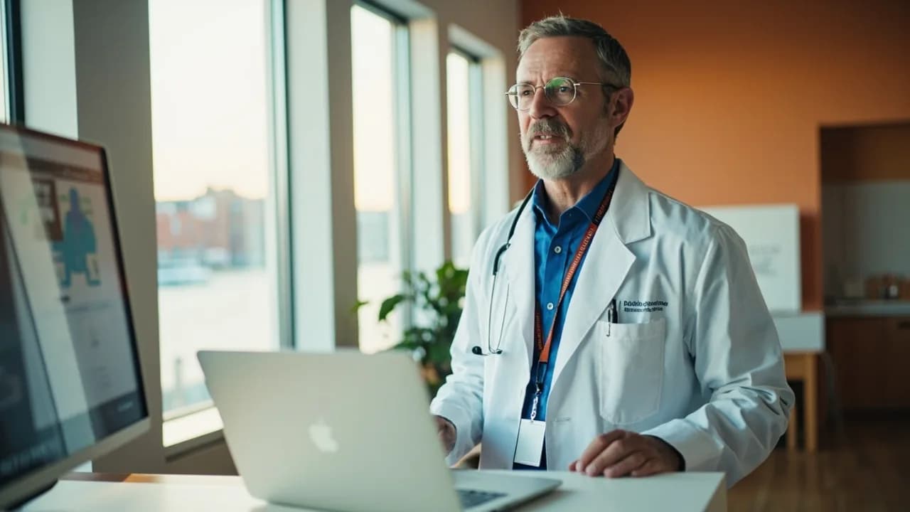 Clinician reviewing patient data on a tablet