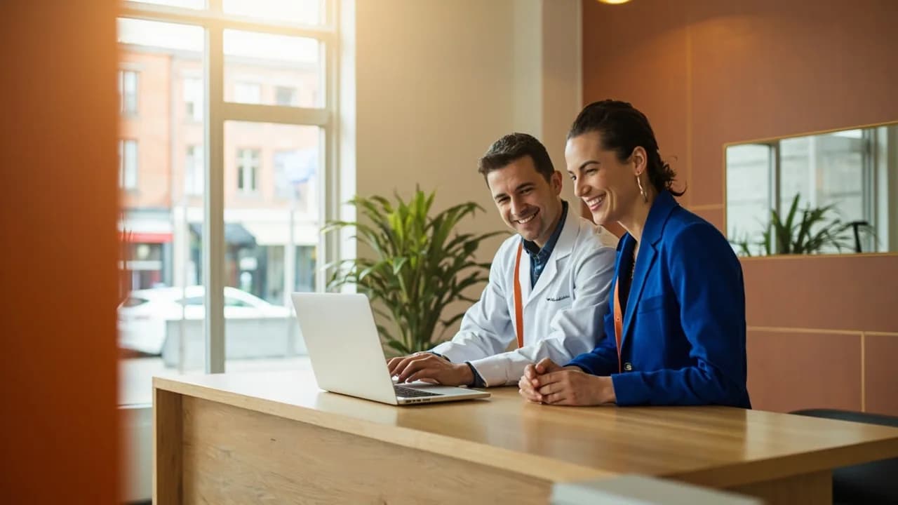 Implementation specialist configuring a clinic workstation